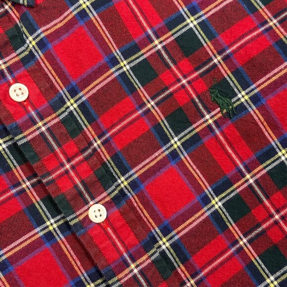 Vintage Ralph Lauren Classic Fit Button Down Shirt Red Plaid Cotton Large - Picture 4 of 7